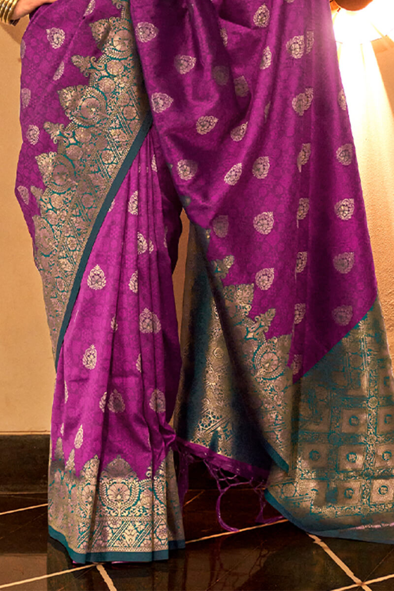 Conflate Purple Soft Banarasi Silk Saree With Comely Blouse Piece