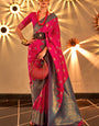 Captivating Dark Pink Soft Banarasi Silk Saree With Intricate Blouse Piece