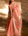Exceptional Peach Paithani Silk Saree With Arresting Blouse Piece