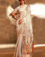 Alluring Off White Paithani Silk Saree With Pretty Blouse Piece