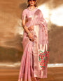 Bucolic Pink Paithani Silk Saree With Mellifluous Blouse Piece