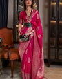 Evocative Dark Pink Soft Banarasi Silk Saree With Quintessential Blouse Piece