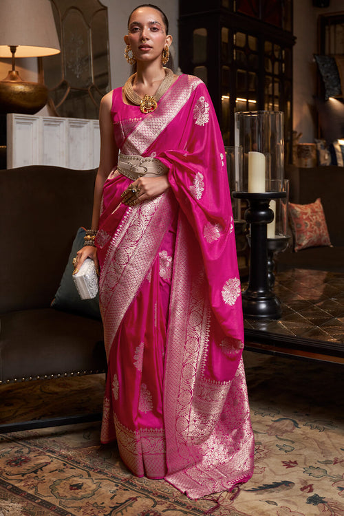 Load image into Gallery viewer, Ratatouille Magenta Soft Banarasi Silk Saree With Energetic Blouse Piece
