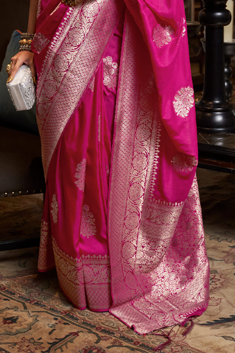 Ratatouille Magenta Soft Banarasi Silk Saree With Energetic Blouse Piece