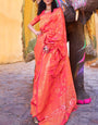 Fragrant Pink Soft Banarasi Silk Saree With Glittering Blouse Piece