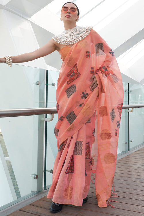 Load image into Gallery viewer, Profuse Pink Digital Printed Tissue Silk Saree With Sumptuous Blouse Piece
