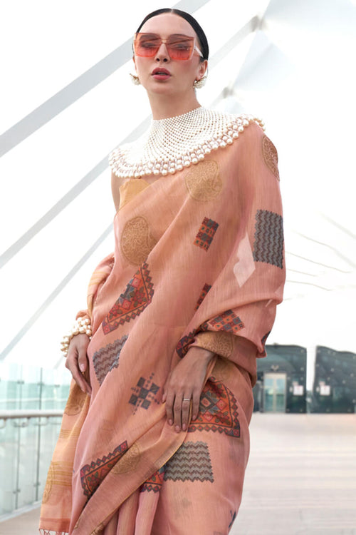 Load image into Gallery viewer, Profuse Pink Digital Printed Tissue Silk Saree With Sumptuous Blouse Piece
