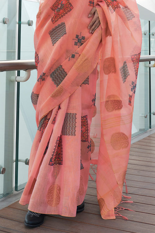 Load image into Gallery viewer, Profuse Pink Digital Printed Tissue Silk Saree With Sumptuous Blouse Piece
