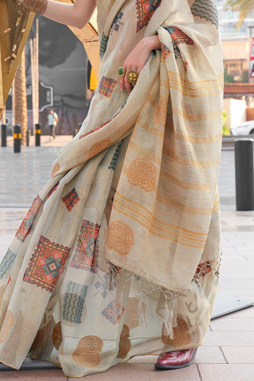 Load image into Gallery viewer, Prodigal Grey Digital Printed Tissue Silk Saree With Murmurous Blouse Piece
