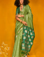 Marvellous Green Soft Banarasi Silk Saree With Sizzling Blouse Piece