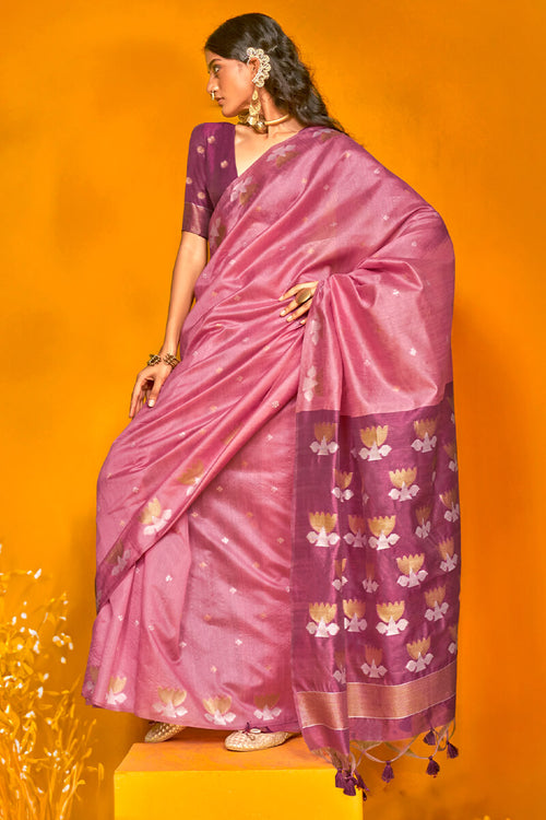 Load image into Gallery viewer, Dazzling Pink Soft Banarasi Silk Saree With Charming Blouse Piece
