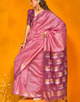 Dazzling Pink Soft Banarasi Silk Saree With Charming Blouse Piece