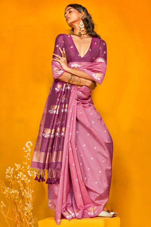 Load image into Gallery viewer, Dazzling Pink Soft Banarasi Silk Saree With Charming Blouse Piece
