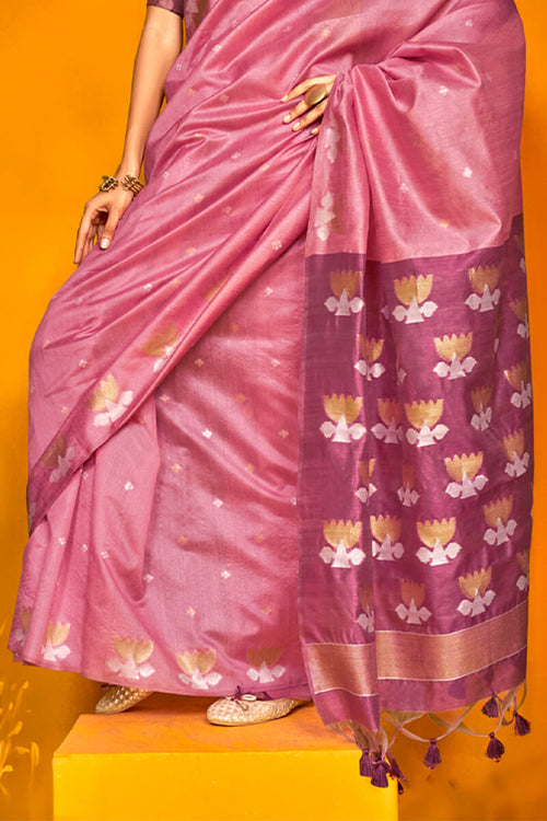 Load image into Gallery viewer, Dazzling Pink Soft Banarasi Silk Saree With Charming Blouse Piece
