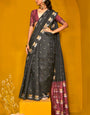 Twirling Black Soft Banarasi Silk Saree With Admirable Blouse Piece