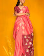 Fragrant Pink Soft Banarasi Silk Saree With Sempiternal Blouse Piece