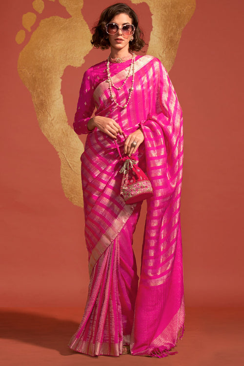 Load image into Gallery viewer, Energetic Dark Pink Soft Banarasi Silk Saree With Glowing Blouse
