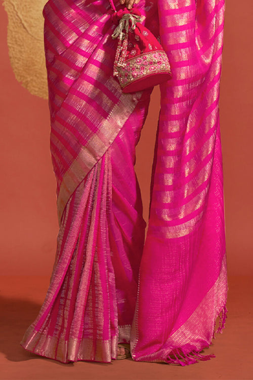 Load image into Gallery viewer, Energetic Dark Pink Soft Banarasi Silk Saree With Glowing Blouse
