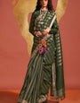 Jazzy Dark Green Soft Banarasi Silk Saree With Hypnotic Blouse