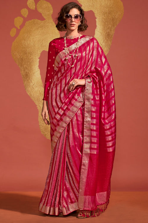 Load image into Gallery viewer, Majesty Magenta Soft Banarasi Silk Saree With Delightful Blouse
