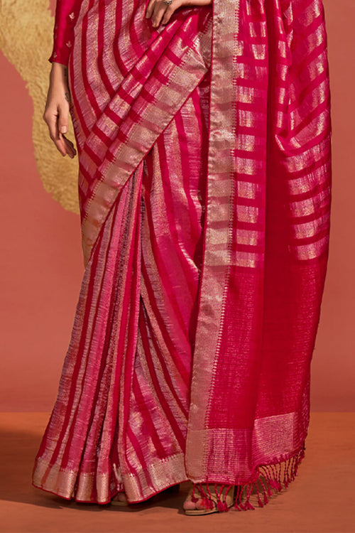 Load image into Gallery viewer, Majesty Magenta Soft Banarasi Silk Saree With Delightful Blouse
