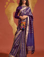 Prettiest Navy Blue Soft Banarasi Silk Saree With Entrancing Blouse