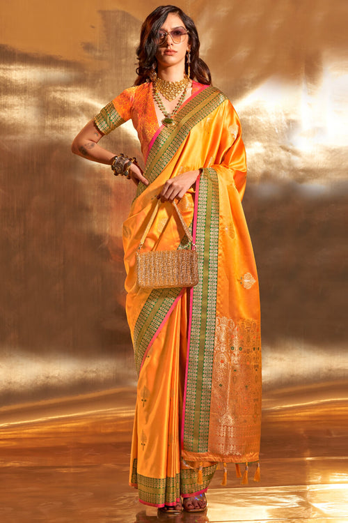 Load image into Gallery viewer, Classy Orange Soft Banarasi Silk Saree With Pretty Blouse
