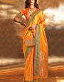 Classy Orange Soft Banarasi Silk Saree With Pretty Blouse