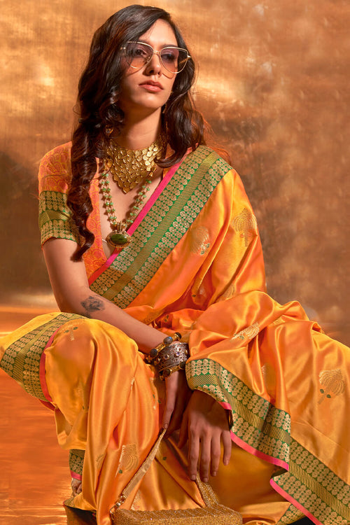 Load image into Gallery viewer, Classy Orange Soft Banarasi Silk Saree With Pretty Blouse
