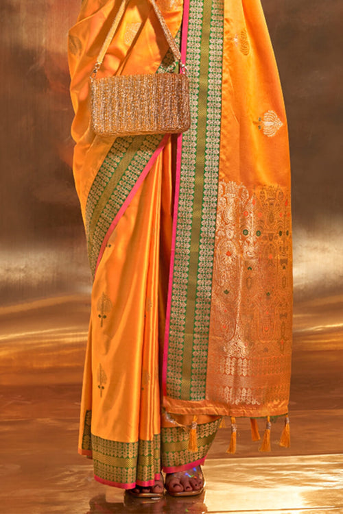 Load image into Gallery viewer, Classy Orange Soft Banarasi Silk Saree With Pretty Blouse
