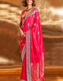 Surpassing Dark Pink Soft Banarasi Silk Saree With Adorable Blouse