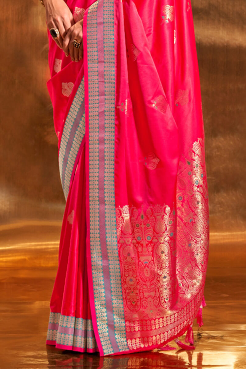 Surpassing Dark Pink Soft Banarasi Silk Saree With Adorable Blouse