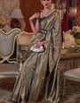 Wonderful Grey Pashmina saree With Capricious Blouse Piece