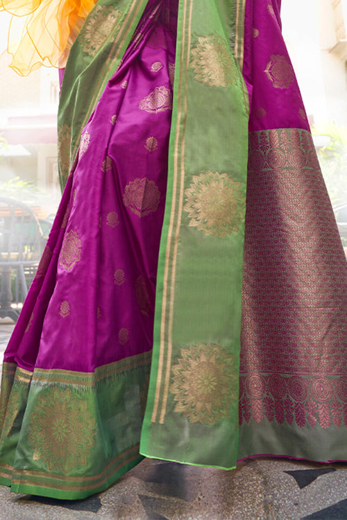 Load image into Gallery viewer, Petrichor Magenta Soft Banarasi Silk Saree With Elision Blouse Piece
