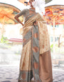 Ebullience Grey Soft Banarasi Silk Saree With Angelic Blouse Piece