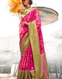 Mesmeric Dark Pink Soft Banarasi Silk Saree With Jazzy Blouse Piece