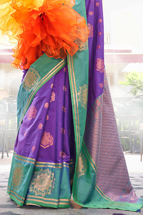 Load image into Gallery viewer, Phenomenal Purple Soft Banarasi Silk Saree With Pretty Blouse Piece
