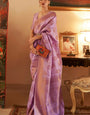 Capricious Lavender Soft Banarasi Silk Saree With Outstanding Blouse Piece