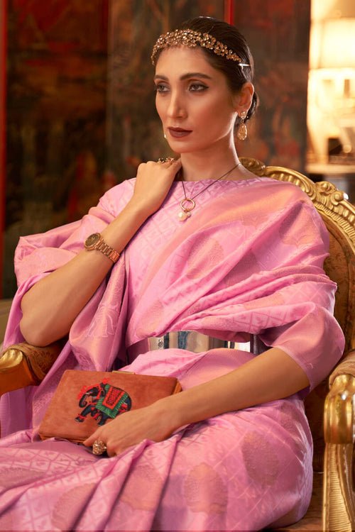 Load image into Gallery viewer, Beauteous Pink Soft Banarasi Silk Saree With Cynosure Blouse Piece
