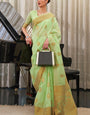 Assemblage Green Cotton Silk Saree With Ebullience Blouse Piece