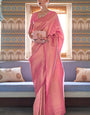 Lovely Pink Kanjivaram Silk Saree With Mesmerising Blouse Piece
