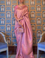 Delightful Baby Pink Kanjivaram Silk Saree With Fairytale Blouse Piece