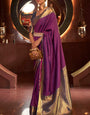 Demure Purple Soft Banarasi Silk Saree With Evocative Blouse Piece