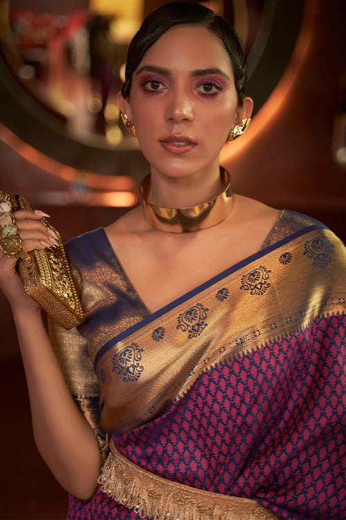 Load image into Gallery viewer, Demure Purple Soft Banarasi Silk Saree With Evocative Blouse Piece
