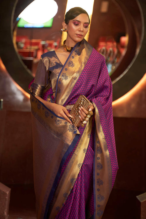 Load image into Gallery viewer, Demure Purple Soft Banarasi Silk Saree With Evocative Blouse Piece
