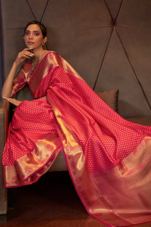 Load image into Gallery viewer, Fancifull Dark Pink Soft Banarasi Silk Saree With Classic Blouse Piece
