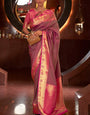 Diaphanous Wine Soft Banarasi Silk Saree With Forbearance Blouse Piece