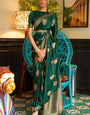 Staring Dark Green Soft Banarasi Silk Saree With Appealing Blouse Piece