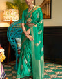 Admirable Green Soft Banarasi Silk Saree With Assemblage Blouse Piece