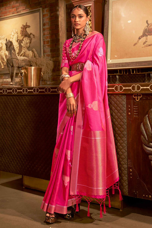 Load image into Gallery viewer, Classy Dark Pink Soft Banarasi Silk Saree With Extraordinary Blouse Piece
